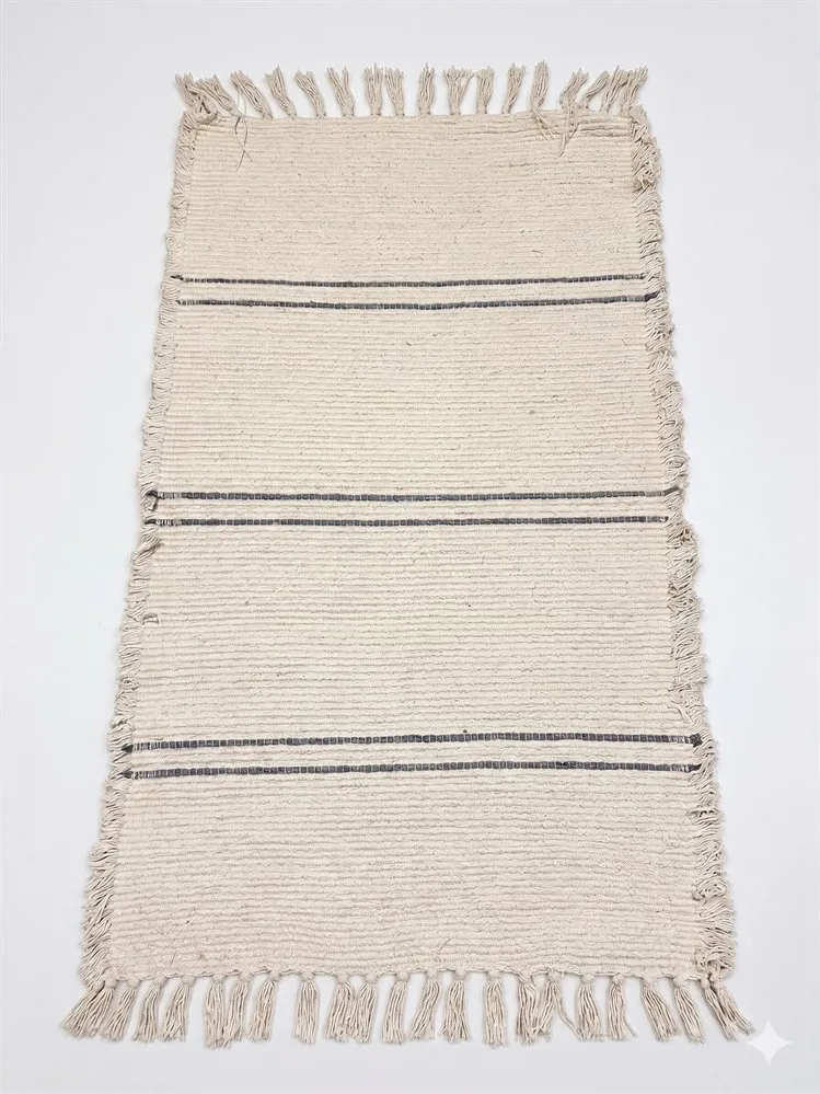 ALFOMBRA RDM 100% ALGODON NATURAL RAYA DOBLE GRIS - Imagen 2