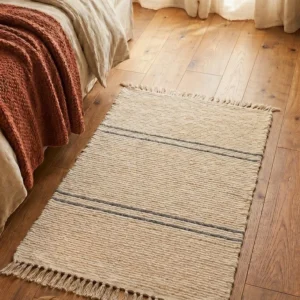 ALFOMBRA RDM 100% ALGODON NATURAL RAYA DOBLE GRIS
