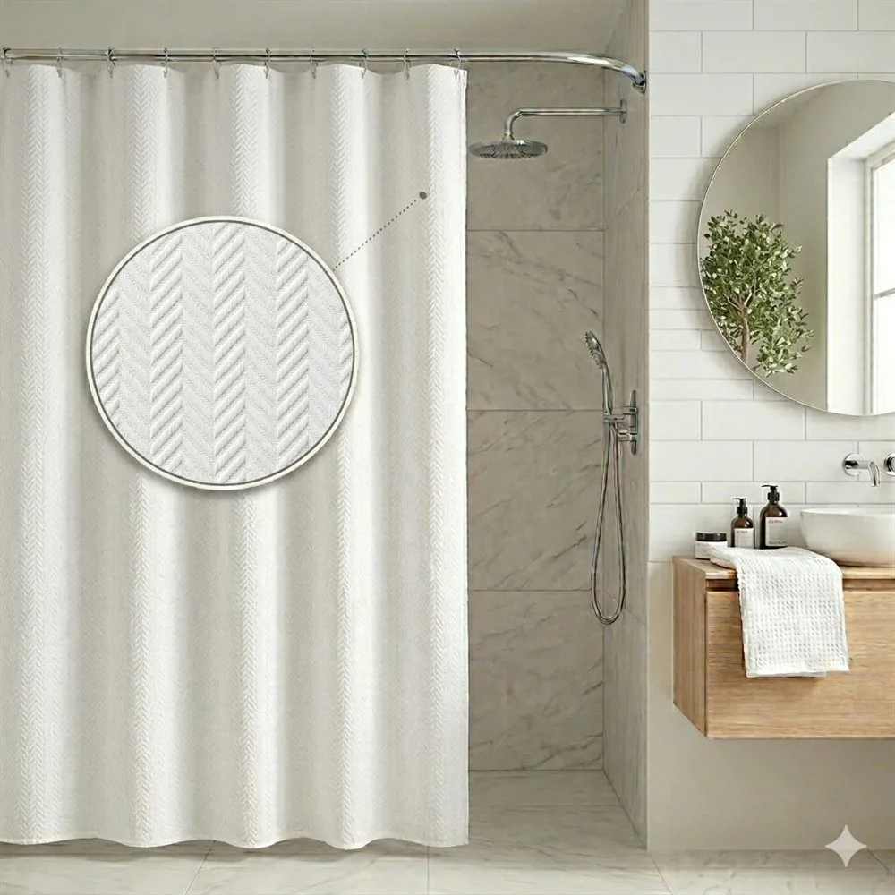 CORTINA DE BAÑO ESPIGAS BLANCA - Imagen 2