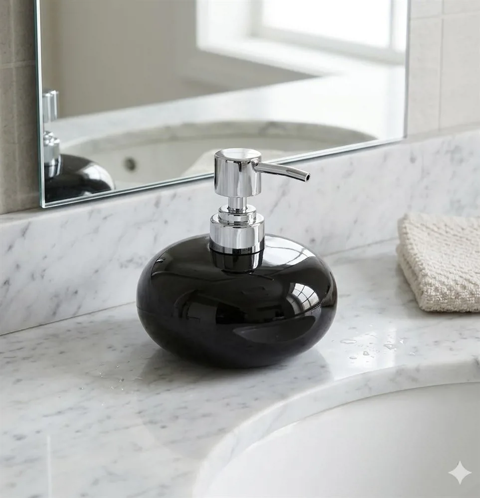 DISPENSER PARA JABON LIQUIDO DE CERAMICA NEGRO - Imagen 2