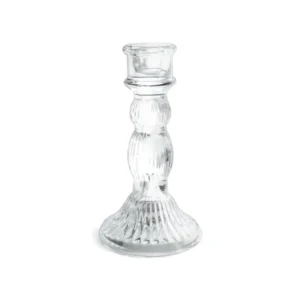 CANDELABRO DE VIDRIO TRANSPARENTE ALTO