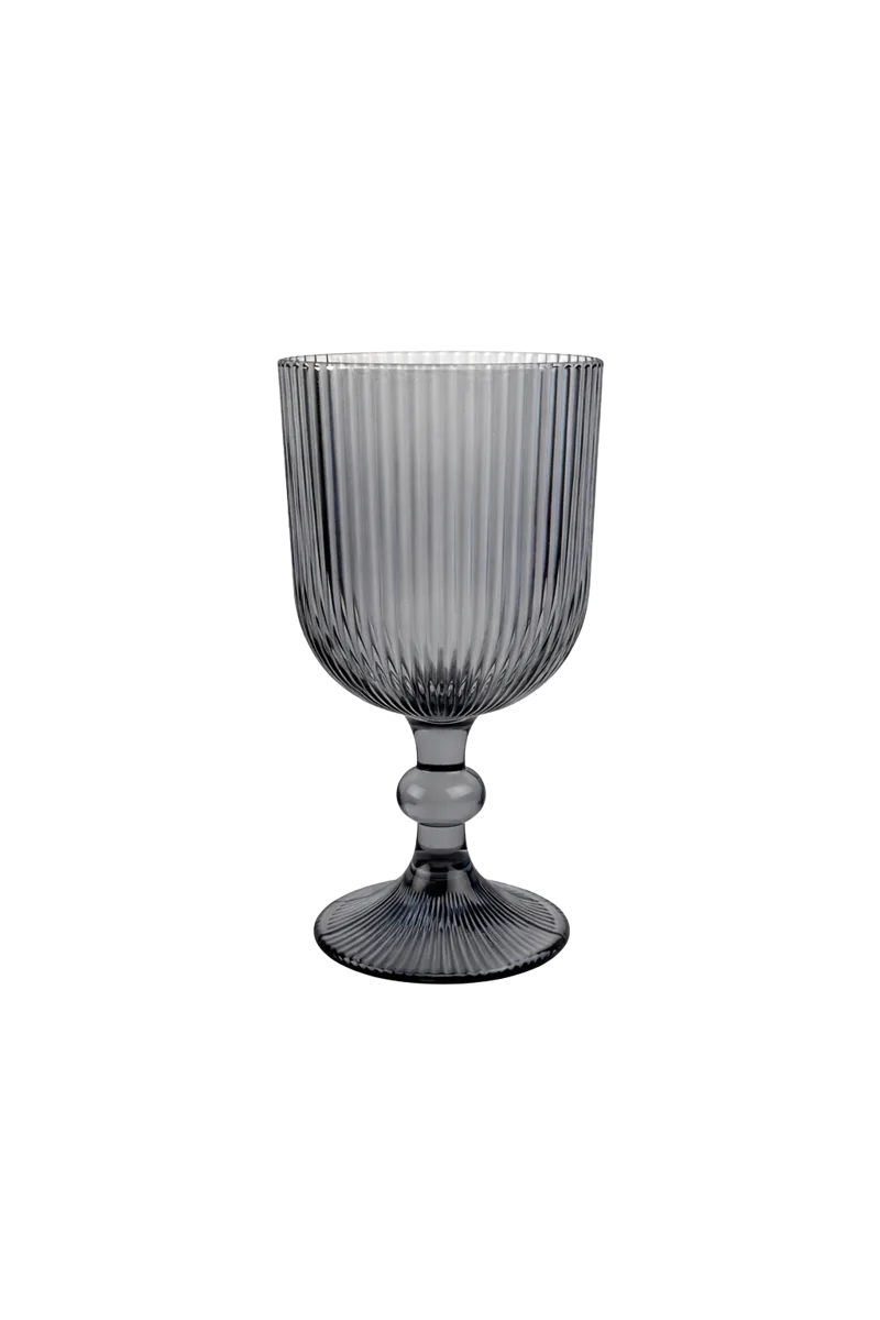 SET X 6 COPAS DE VIDRIO GRIS CON RAYAS VERTICALES