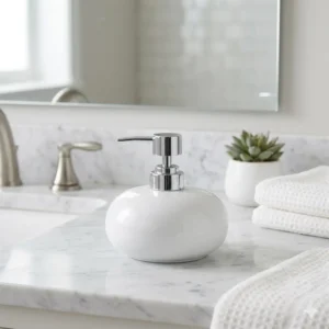 DISPENSER PARA JABON LIQUIDO DE CERAMICA BLANCO