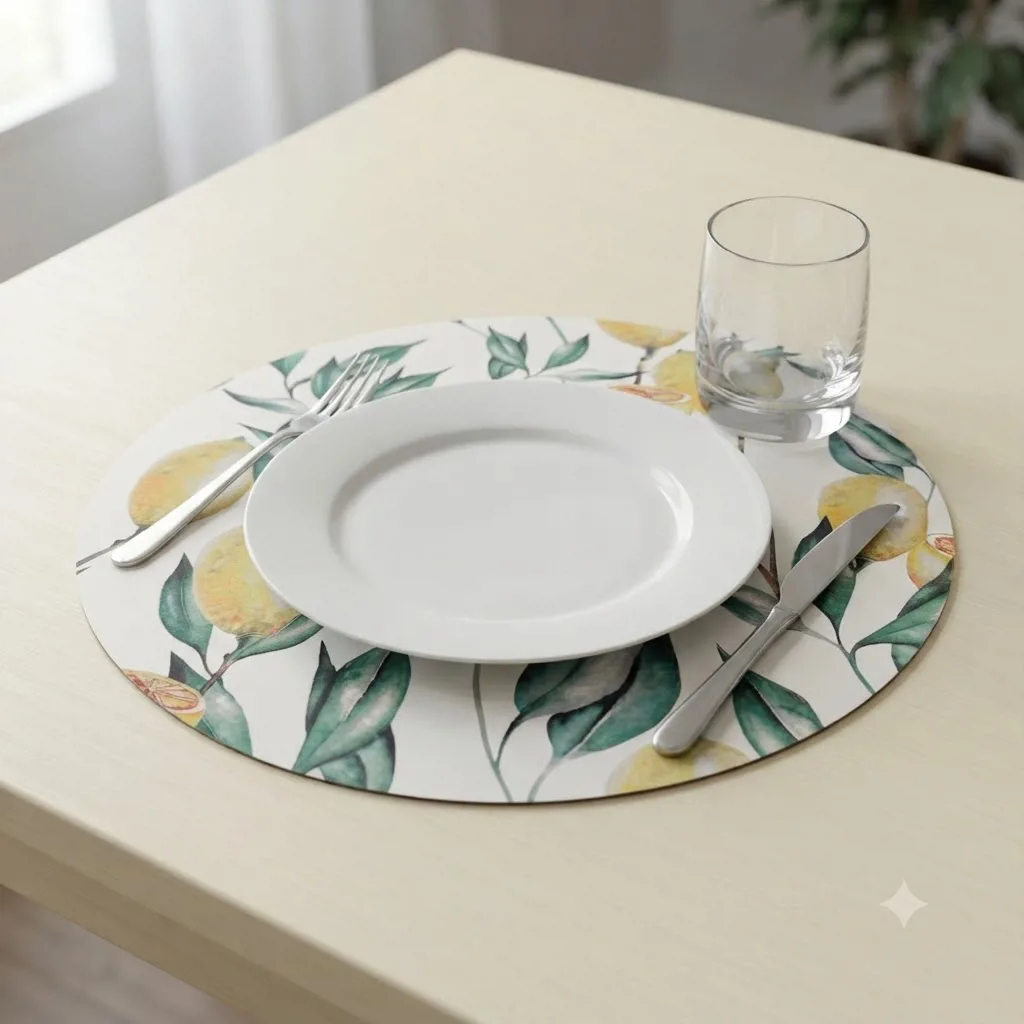PLATO DE SITIO DE PAPEL REDONDO LIMONES - Imagen 2