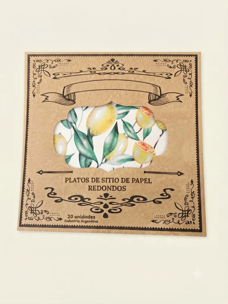 PLATO DE SITIO DE PAPEL REDONDO LIMONES
