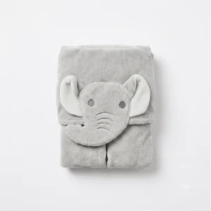 TOALLON DE BAÑO CON CAPUCHA ELEFANTE GRIS
