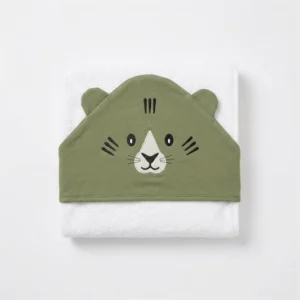 TOALLON CON CAPUCHA BORDADO OSO VERDE