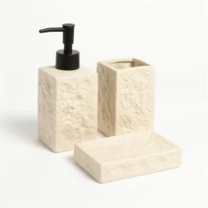 SET DE BAÑO X 3 ROCA CUADRADO BEIGE CERAMICA