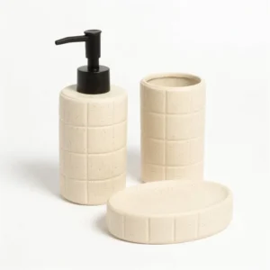 SET DE BAÑO X 3 CUDROS REDONDO BEIGE