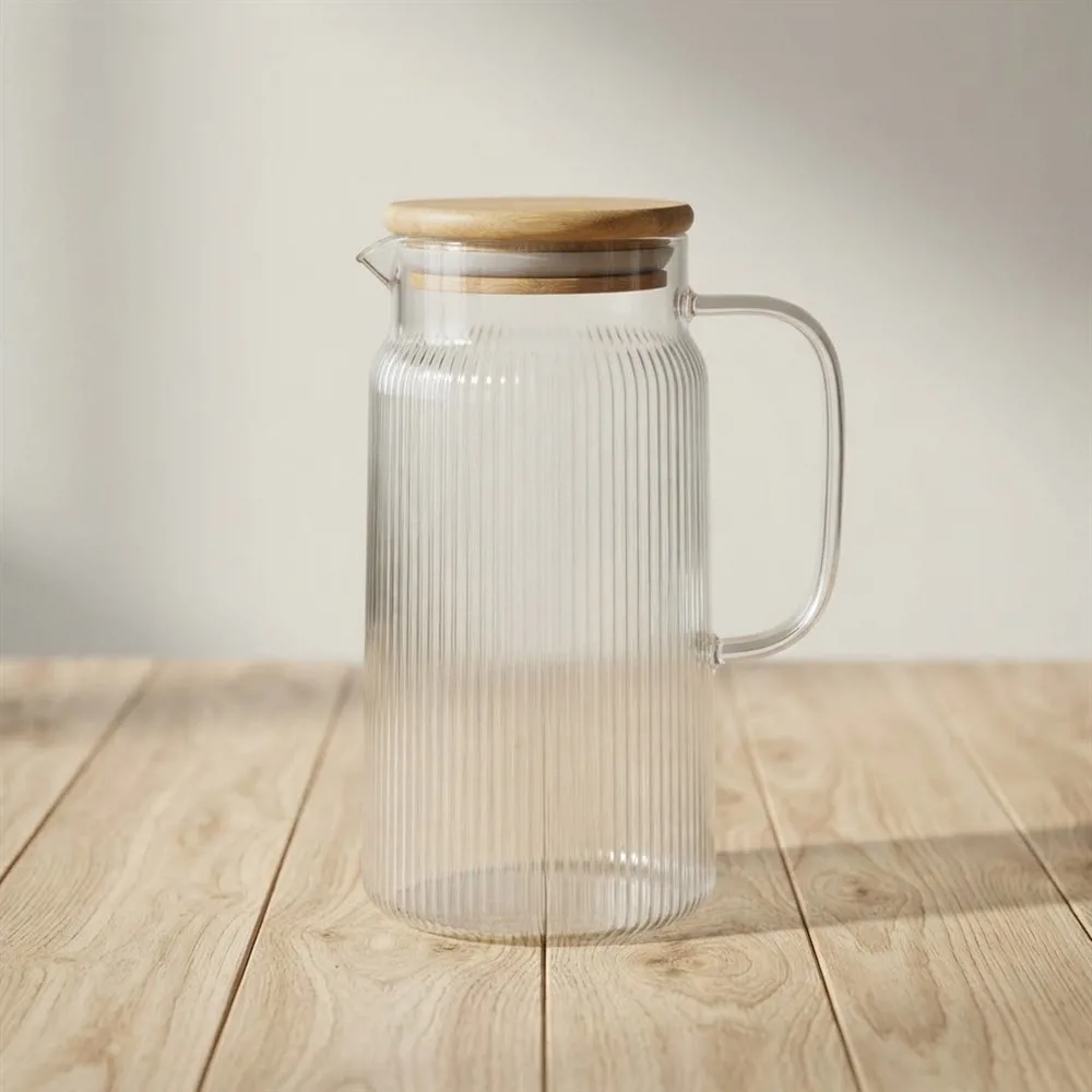 JARRA VIDRIO 1550 ML C/TAPA BAMBOO
