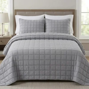 CUBRECAMA SIENNA QUEEN GRIS CLARO + 2 FUNDAS