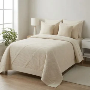 CUBRECAMA BRISA QUEEN BEIGE + 4 FUNDAS