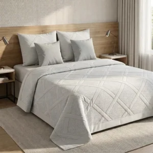 CUBRECAMA BRISA QUEEN GRIS CLARO + 4 FUNDAS