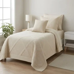 CUBRECAMA BRISA TWIN BEIGE + 2 FUNDAS