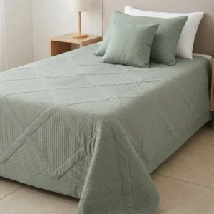 CUBRECAMA BRISA TWIN VERDE + 2 FUNDAS