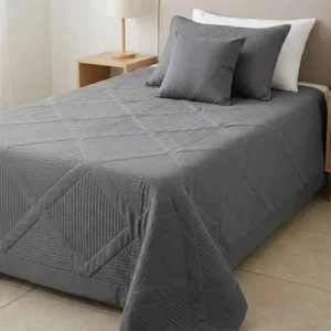 CUBRECAMA BRISA TWIN GRIS OSCURO + 2 FUNDAS