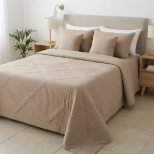 CUBRECAMA BRISA KING BEIGE + FUNDA 4 FUNDAS