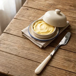 UNTADOR DE ACERO CON MANGO DE CERAMICA BLANCO