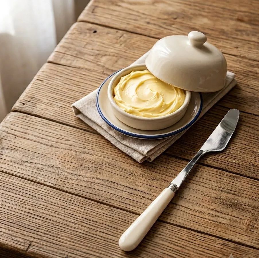 UNTADOR DE ACERO CON MANGO DE CERAMICA BLANCO