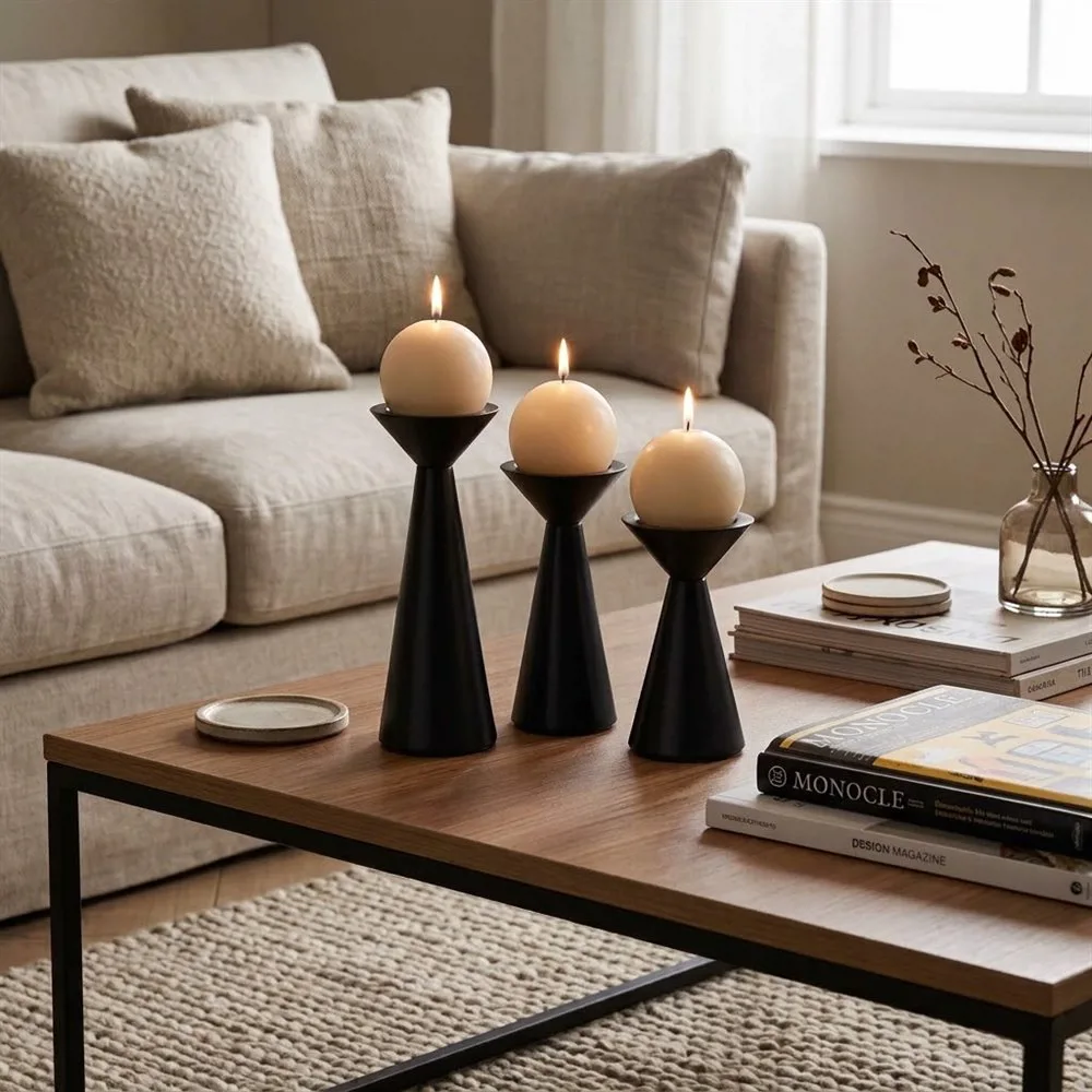 SET X 3 PORTAVELAS ZEIL BLACK - Imagen 4