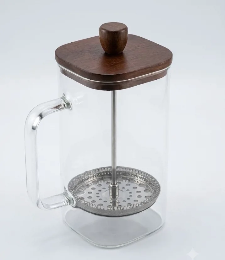 CAFETERA CON EMBOLO TAPA DE ACACIA 1 LTR. - Imagen 2