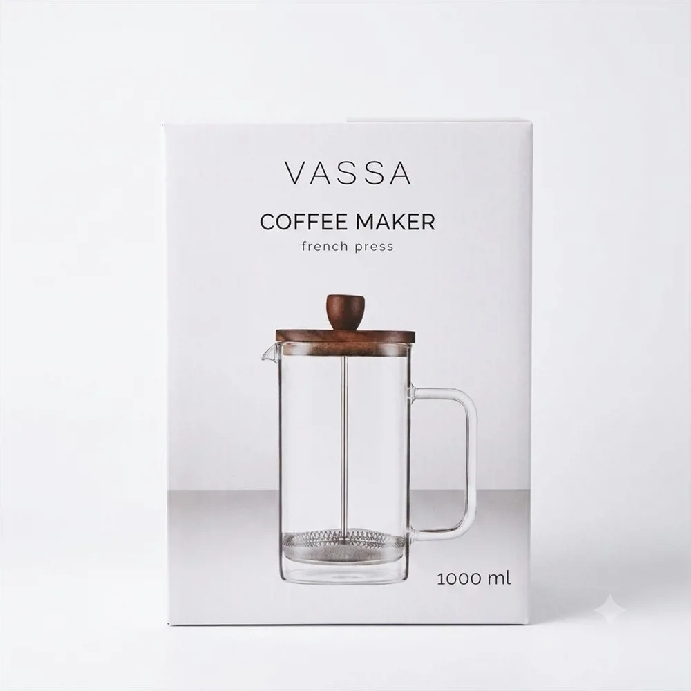CAFETERA CON EMBOLO TAPA DE ACACIA 1 LTR. - Imagen 3