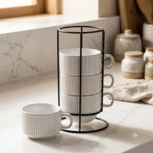 SET X 4 TAZAS GRATED EN RACK