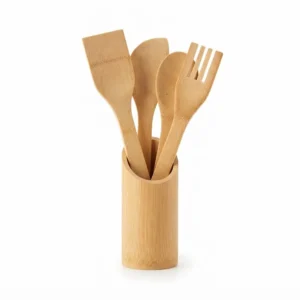 SET 4 UTENSILIOS BAMBOO C/ PORTA UTENS.